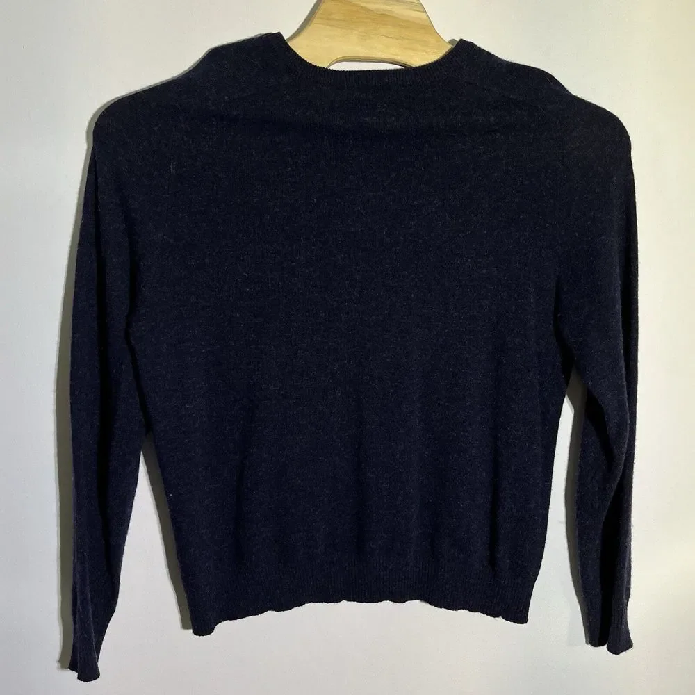American Eagle Men's L Vintage Slim Fit Sweater V-Neck‎ Lambs Wool Navy Blue Y2K